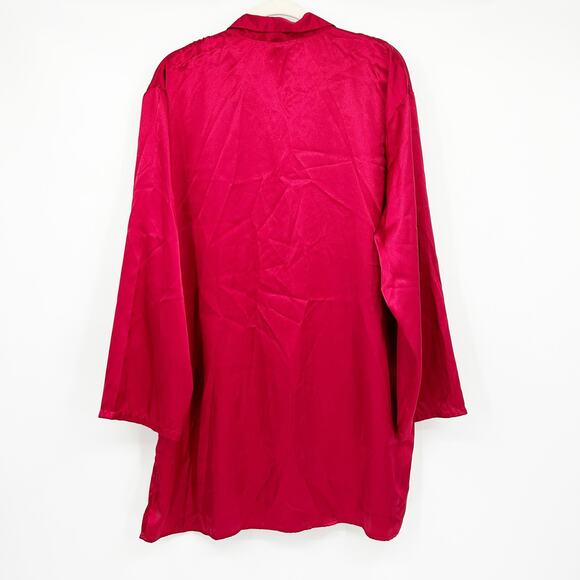 Victorias Secret Womens Y2K Satin Button Front Sleep Shirt Dress Size L Red - Picture 6 of 6